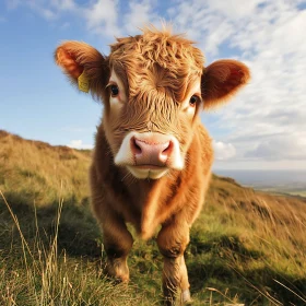 Fluffy Cow in Natural Landscape