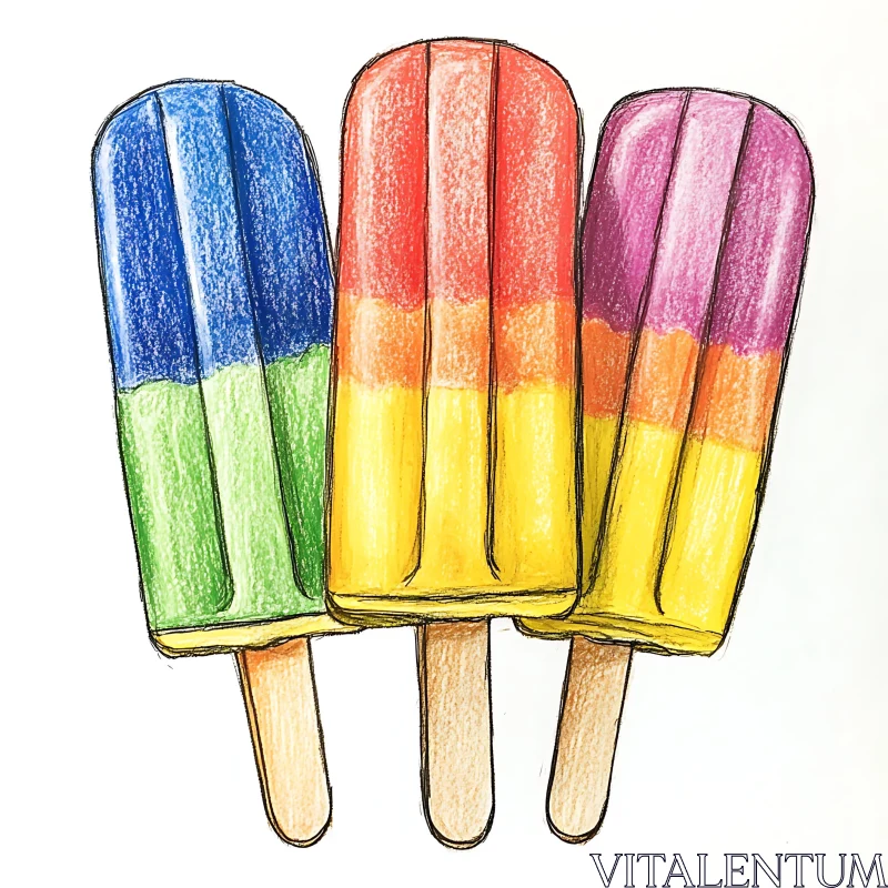 Three Popsicles in a Row AI Image