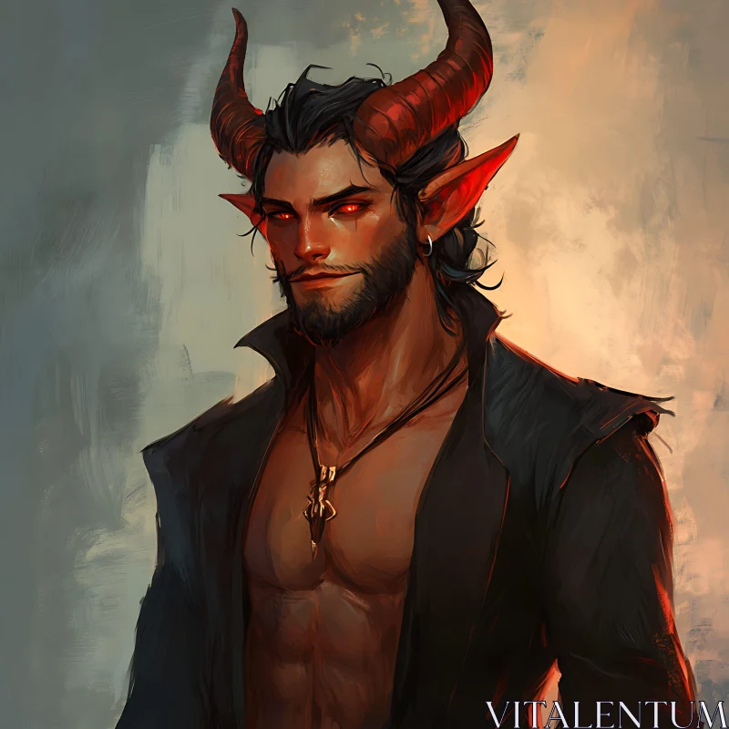 AI ART Horned Demon Male Character Art