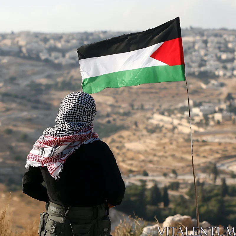 Hopeful Gaze on Palestine AI Image