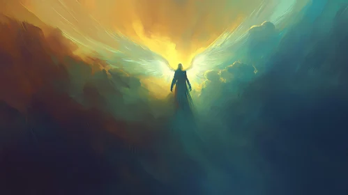 Winged Figure in Celestial Light