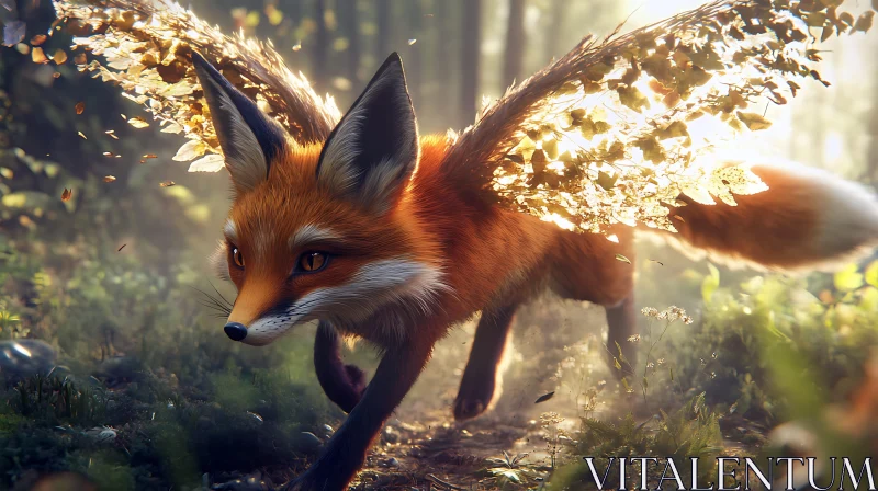 AI ART Fox with Leaf Wings