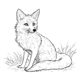 Fox Illustration with Detailed Line Work