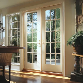 Sunlit Interior with Wooden Accents