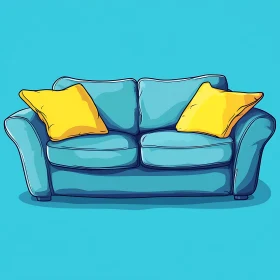 Comfortable Couch with Bright Pillows