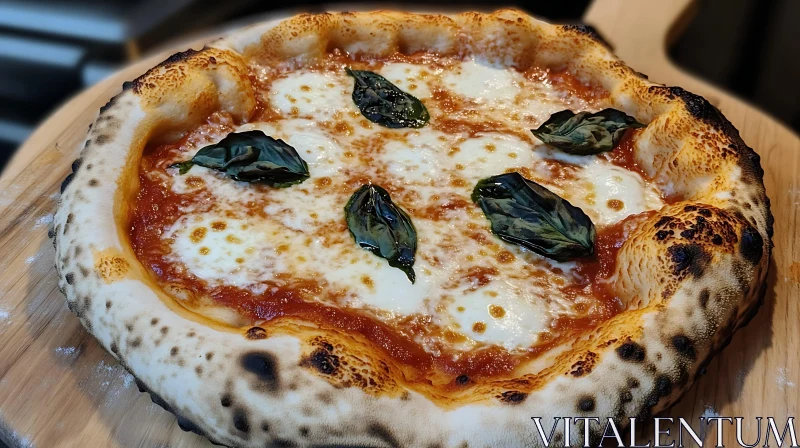 Classic Margherita Pizza with Basil AI Image