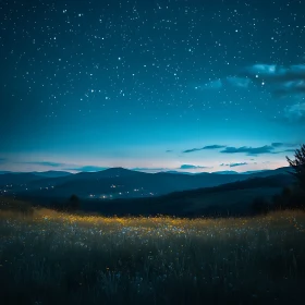 Night Sky Field Landscape