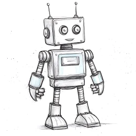 Cartoon Robot Hand-Drawn Sketch