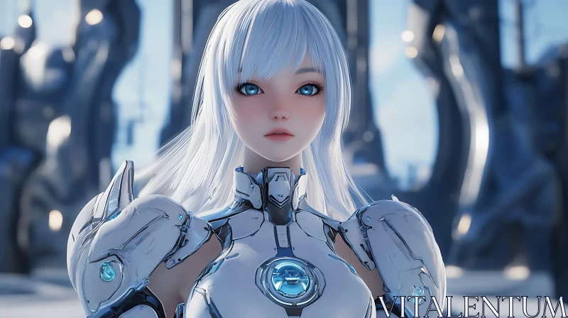 High-Tech Anime Character in Futuristic Armor AI Image