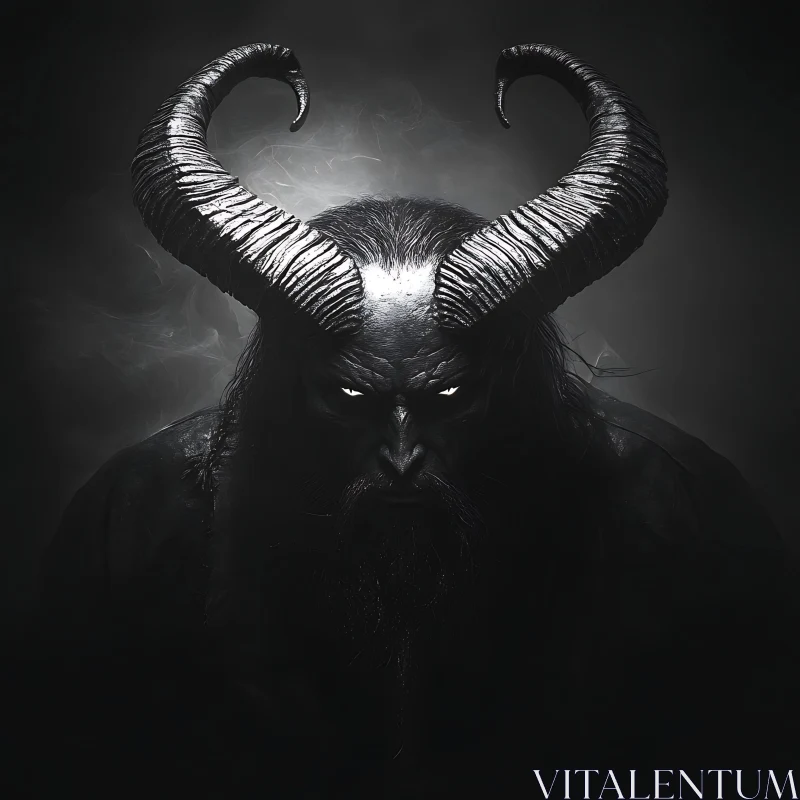 AI ART Dark Demonic Figure with Curved Horns