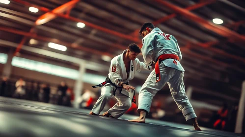 Judo Fighters in Action: Close Combat