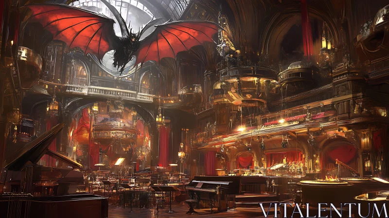 AI ART Majestic Dragon in Ornate Interior