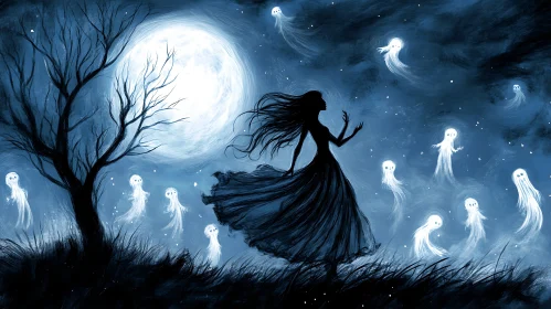 Moonlit Gathering of Spirits