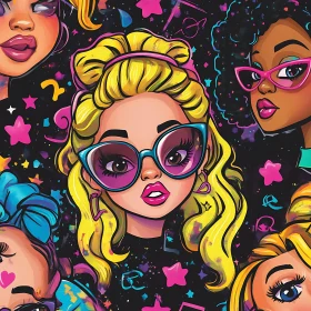 Colorful Pop Art Women Illustration