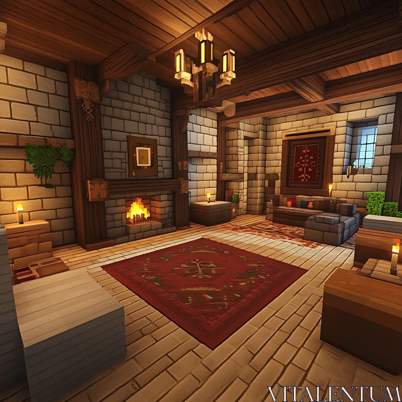 AI ART Cozy Minecraft Interior