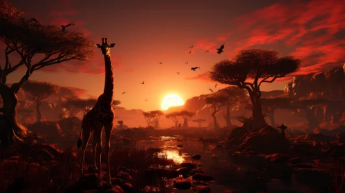 African Wilderness: Majestic Giraffe in Richly Colored Scenery