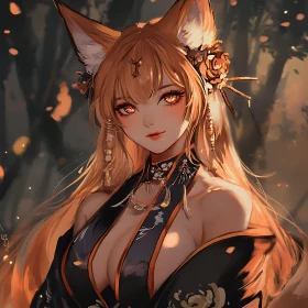 Enchanting Fox Girl Portrait