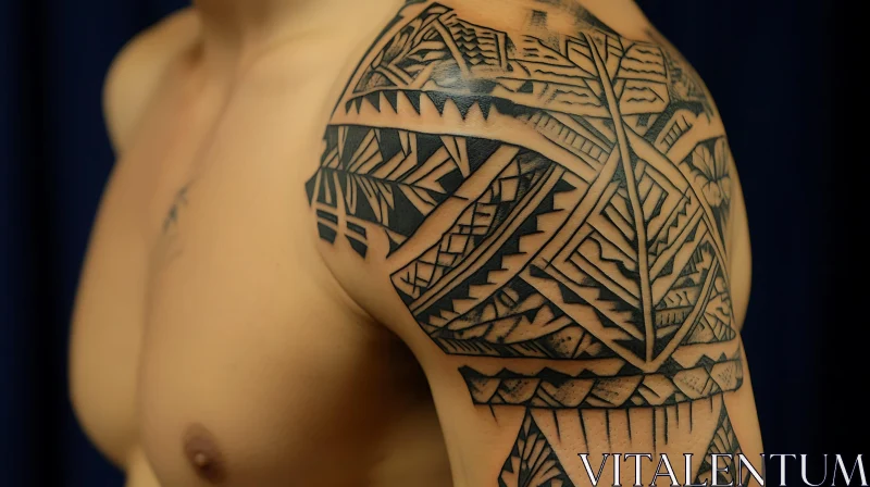 Detailed Geometric Tribal Tattoo Design AI Image