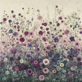 Purple Flower Field Art