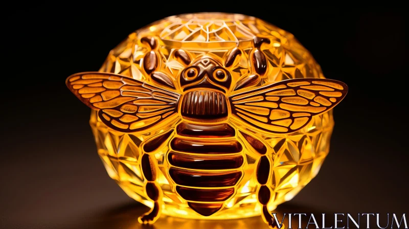 Enchanting Glow of Bee Sculpture Lamp - Luminous 3D Art AI Image