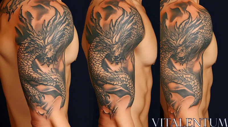 Detailed Dragon Arm Tattoo Design AI Image