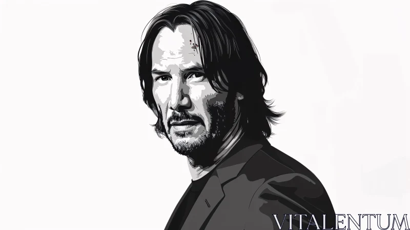 AI ART Keanu Reeves Monochromatic Portrait