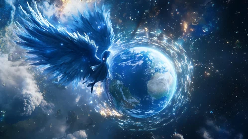 Angel and Planet Earth Art