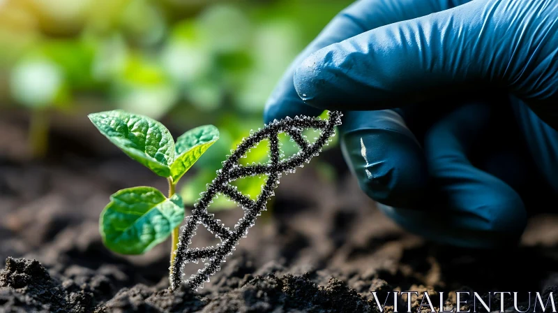 DNA and Seedling: Genetic Engineering Concept AI Image