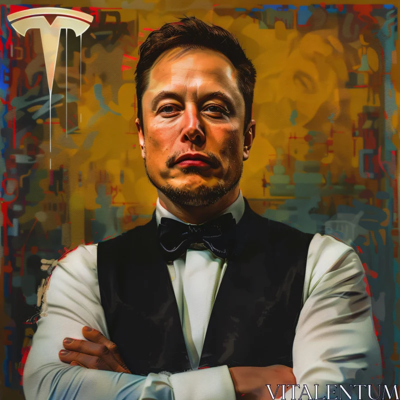 Elon Musk in Bow Tie - Abstract Portrait AI Image