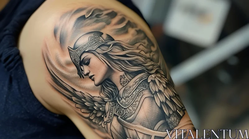 Mythological Female Warrior Tattoo AI Image