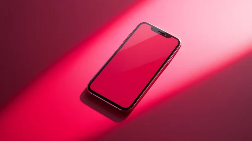 Crimson Mobile Device: Minimalist Tech Art