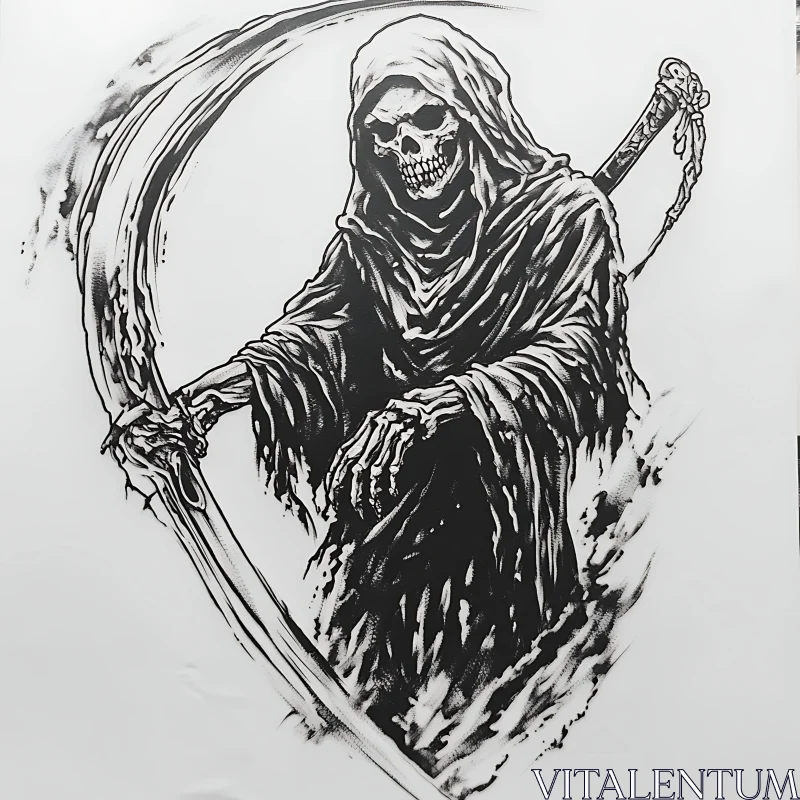 AI ART Death Figure with Scythe Artwork