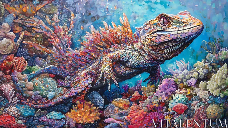 AI ART Reptile Underwater Coral Reef Artwork
