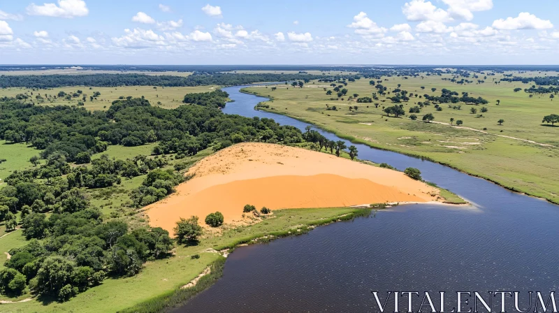 AI ART Scenic Landscape of River and Sand Dunes