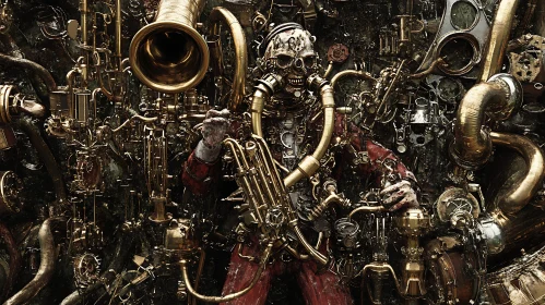 Mechanical Skull Orchestra in Steampunk Style