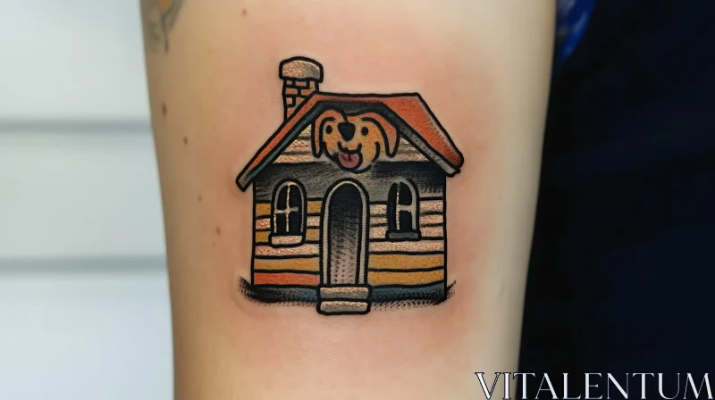 Dog and House Tattoo AI Image