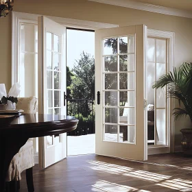 Sunlit Dining Area with Open Doors