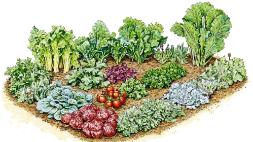 Lush Vegetable Garden with Ripe Tomatoes