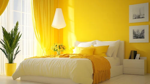 Modern Bedroom with Yellow Accents