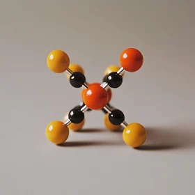 Symmetrical Molecular Structure with Vibrant Spheres