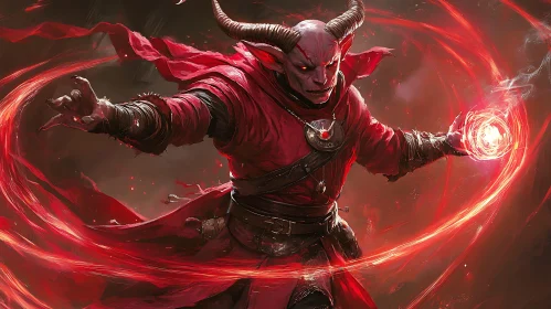 Crimson Demon Unleashing Arcane Power