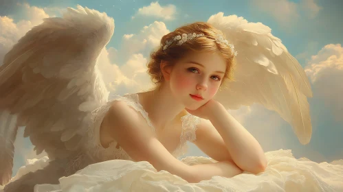 Serene Angel with Wings in Sky