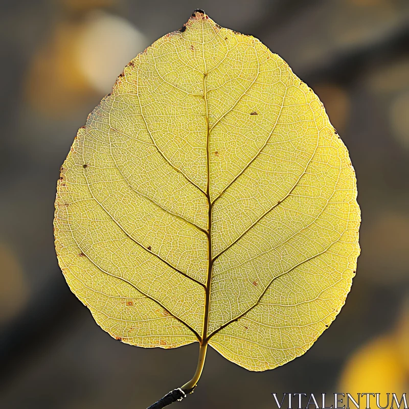 Detailed Yellow Leaf Veins Macro Photography AI Image