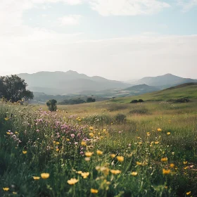 Serene Mountain Meadow with Wildflowers