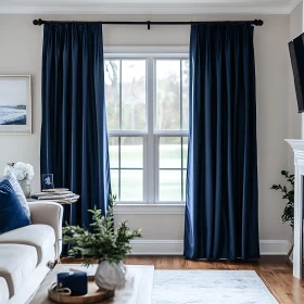 Serene Living Room with Blue Accents