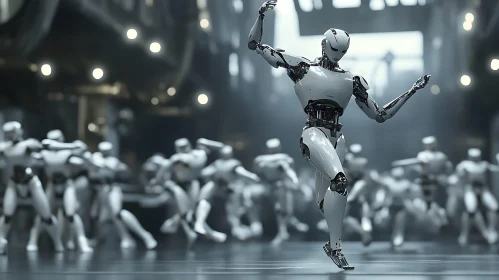 Futuristic Robot Dancing Scene