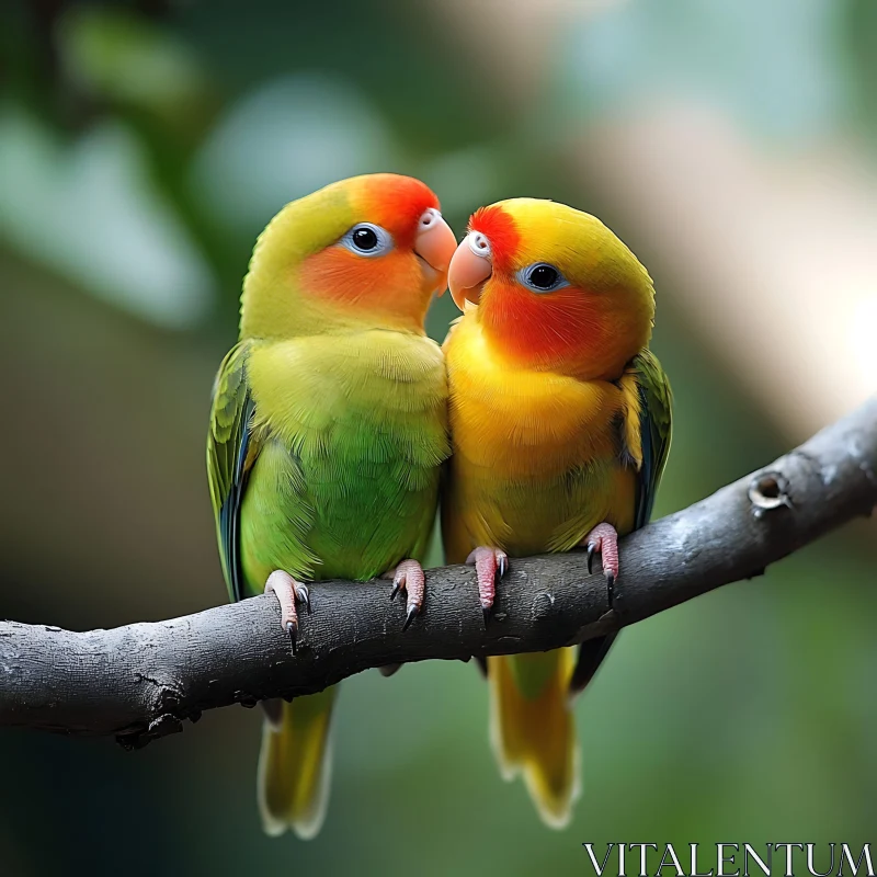AI ART Pair of Lovebirds Perched Together
