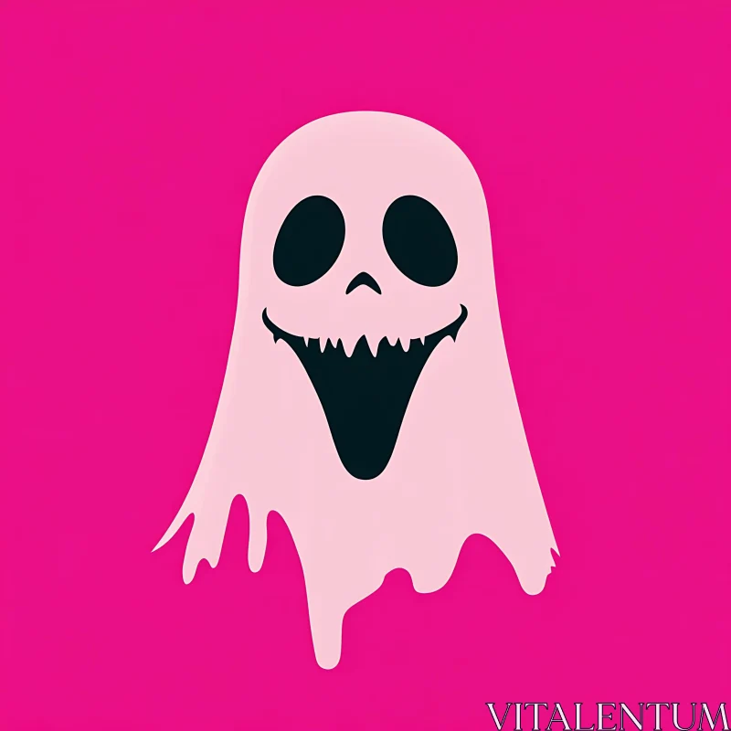 AI ART Smiling Ghost on Pink Background