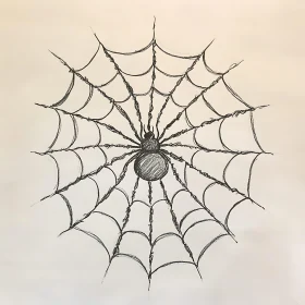 Spider in Web - Detailed Sketch