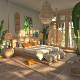 Serene Bedroom Retreat with Woven Decor